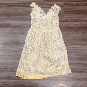 Anthropologie Greylin Lacy dress with gold slip